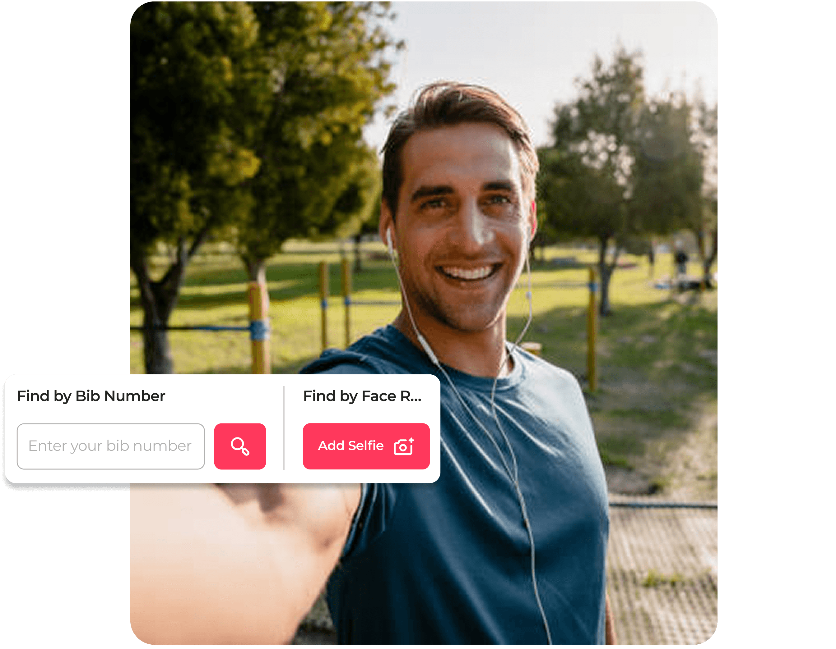 Runner taking a selfie outdoors for face recognition